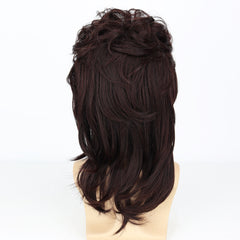 Men's Dark Brown Curved Short Wig Fluffy Daily Cosplay Costume Wig
