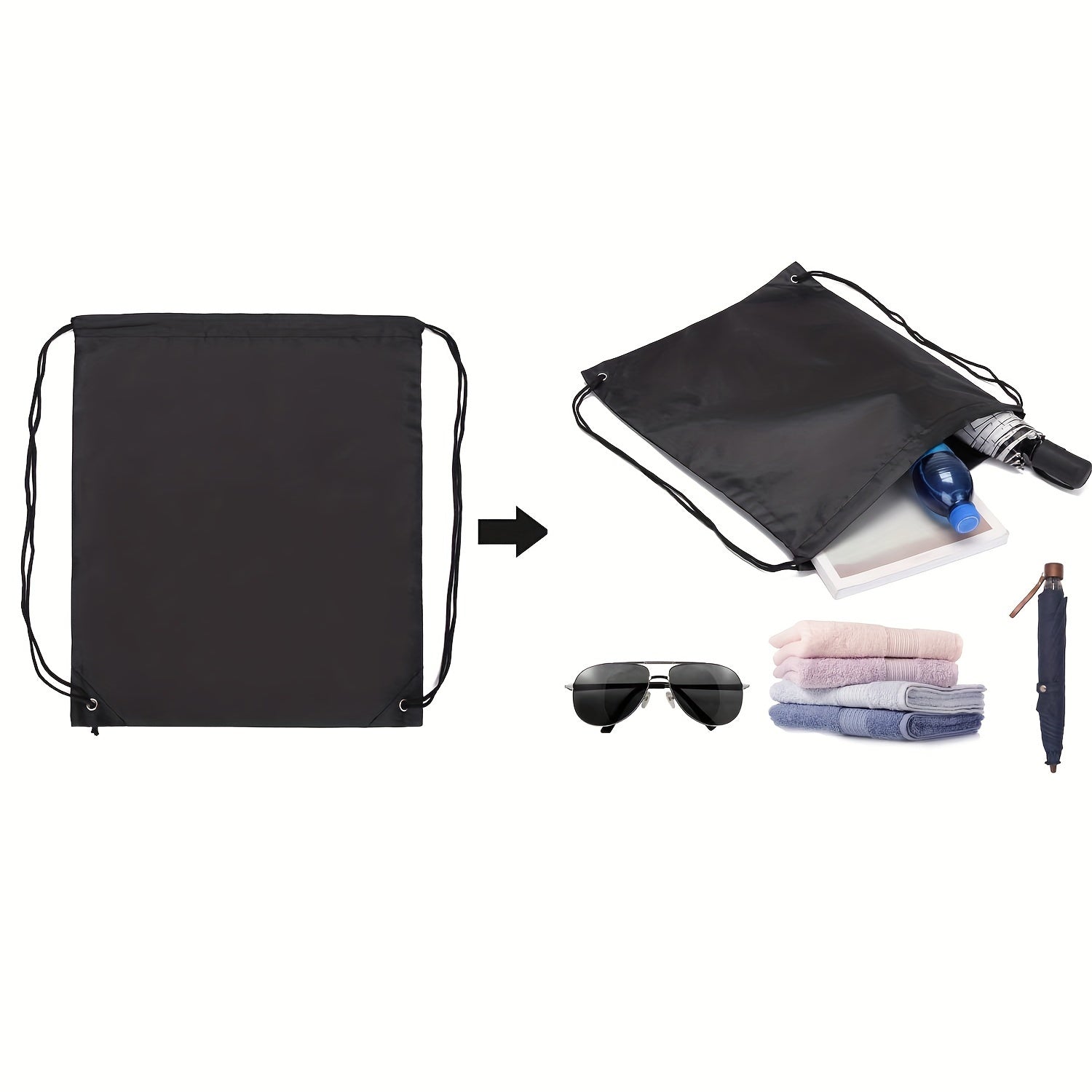 2pcs Drawstring Backpacks Large Capacity Swimming Bag Sports Supplies