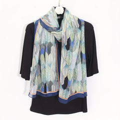 Leaf Printed Lightweight Silky Scarf Sheer Sunscreen Wrap