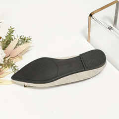 Women's Pointed Toe Ballet Flats Metal Decor Slip On Shoes