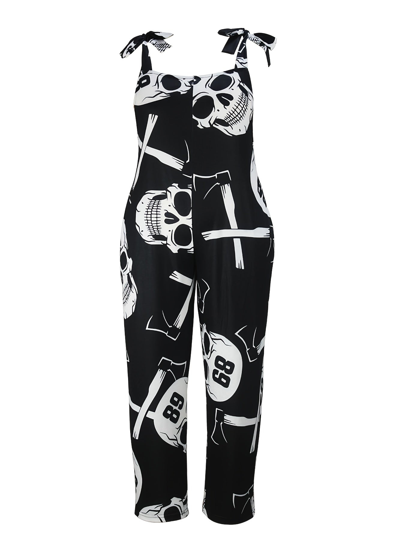 Plus Size Goth Jumpsuit Women's Skull Loose Fit Tank