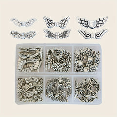 60pcs Antique Angel Wing Beads Spacer Box Alloy Charm DIY Bracelet Necklace Jewe