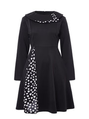 Plus Size Colorblock Heart Print Long Sleeve Dress