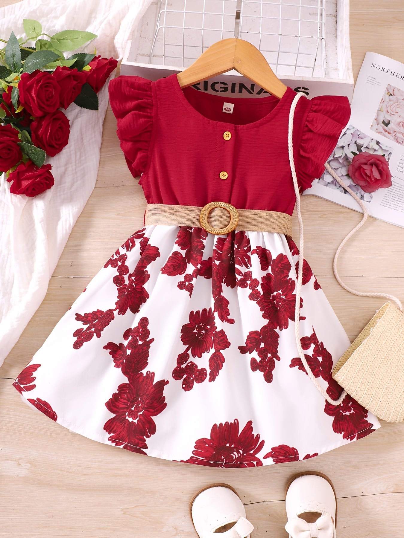 Toddler Girls Floral Splicing Princess Dress For Party