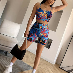 Butterfly Print Sleeveless Top & Shorts Set