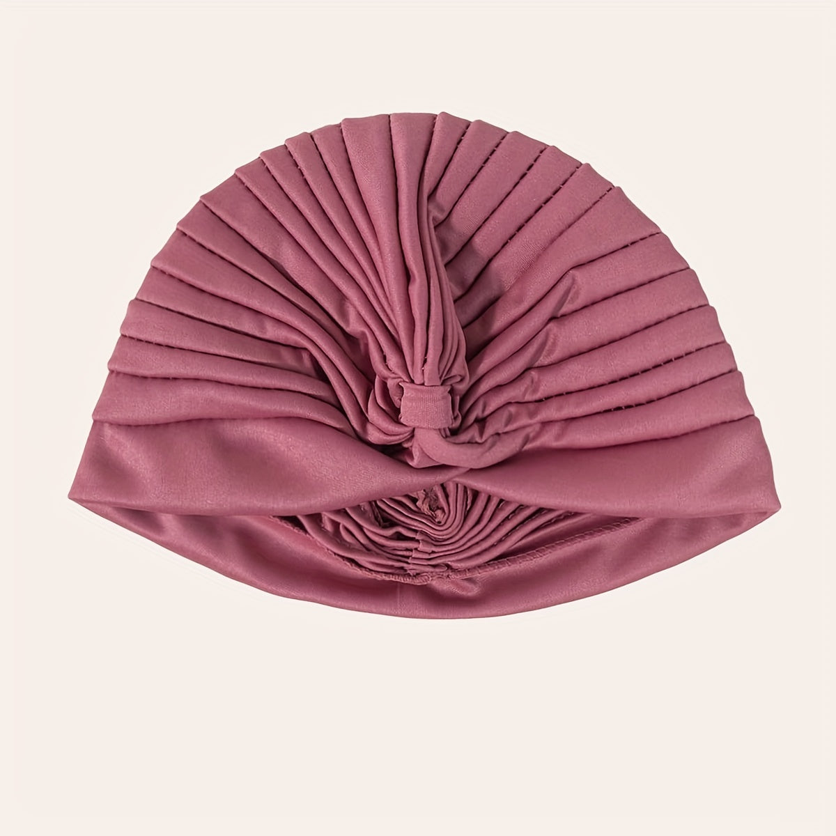 2pcs Rose Red Turban Cap BowKnot Pleated Head Wraps Elastic Head Scarf Solid
