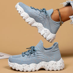 Women's Chunky Sneakers Lace Up Running Shoes