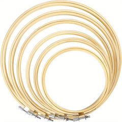 6-Piece Embroidery Bamboo Hoops Set with Embroidery Floss Ribbon