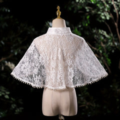 Hollow Out Chiffon Shawl with Faux Pearl Decor