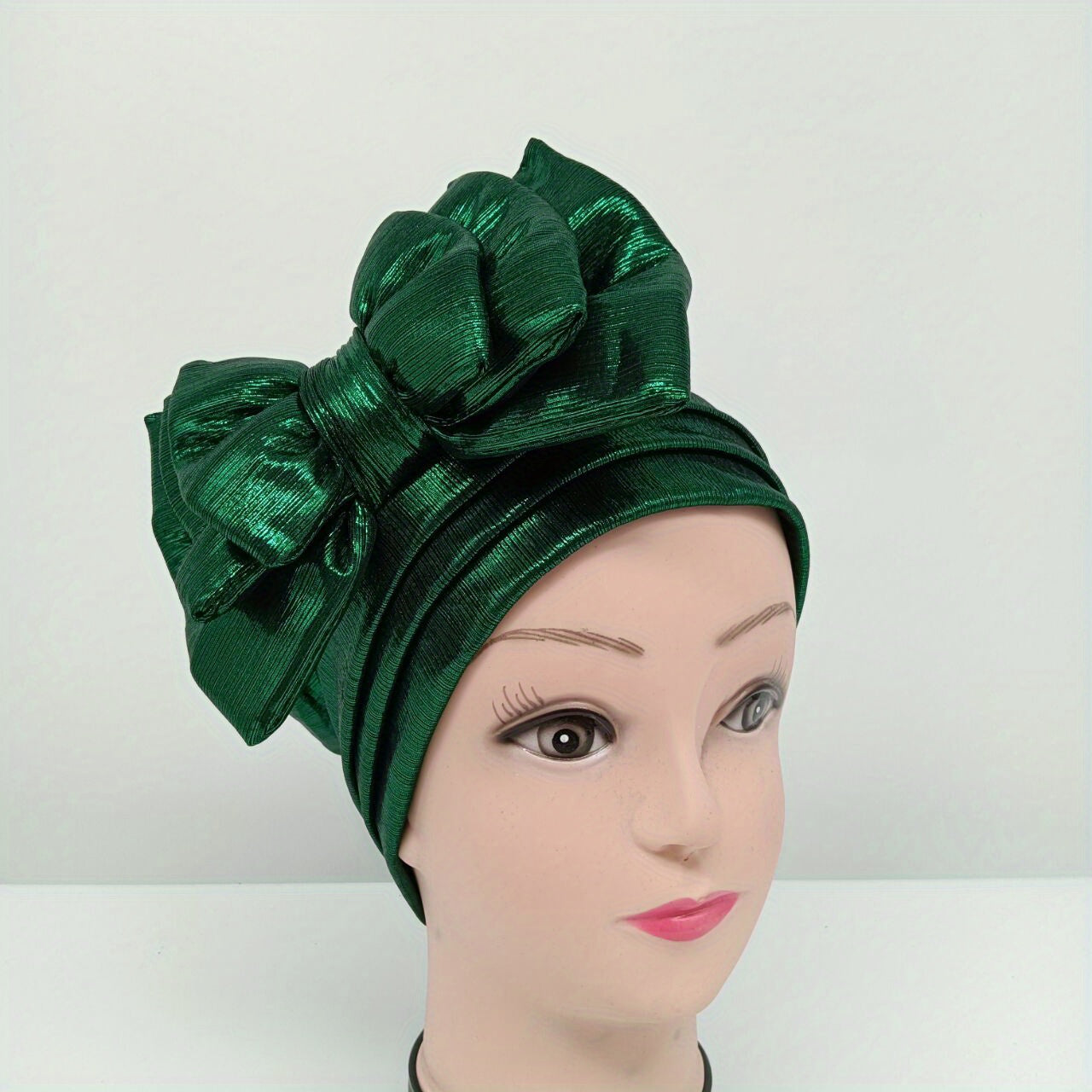 Three Layer Bow Turban Cap Sparkly Bandana Head Wrap Women Vintage Lightweight