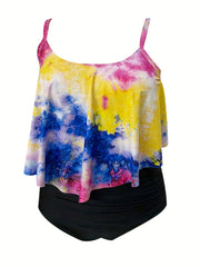 Tie Dye Halter Neck Swimsuit Set Women's Beach Swimsuit 2 Pcs Set