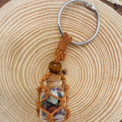 Small Natural Crystals Keychain Stones Bottle Pendant