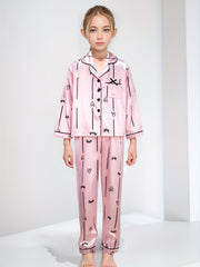 Girls Long Sleeve Pajama Set with Print