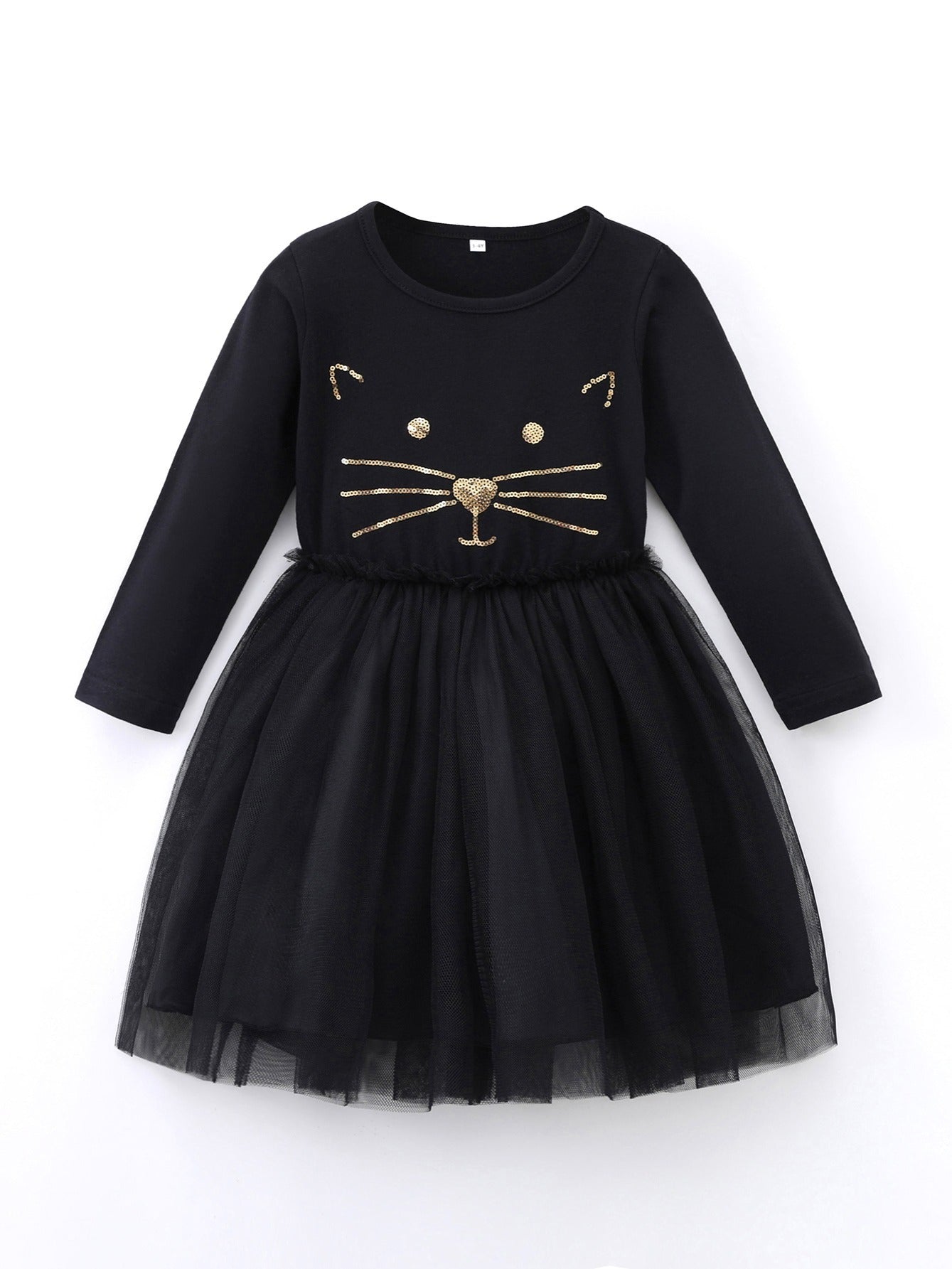Girls' Sequin Mesh Dress with Embroidery