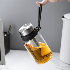 Large Capacity Glass Infuser Water Bottle Tea Tumbler Strainer