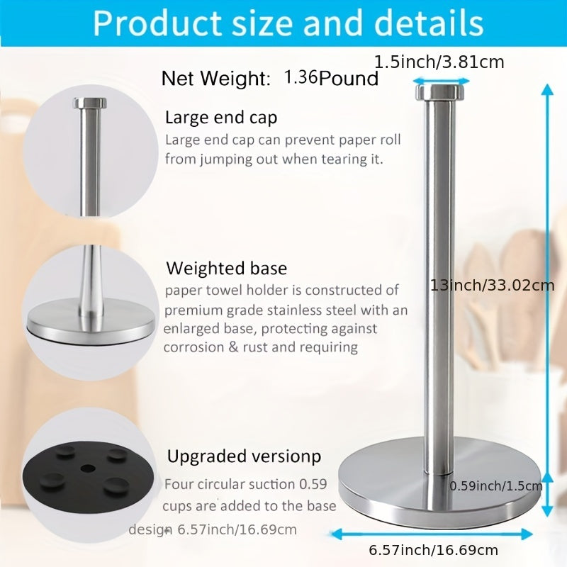 Standing Paper Towel Holder with Weighted Base for Kitchen Bathroom