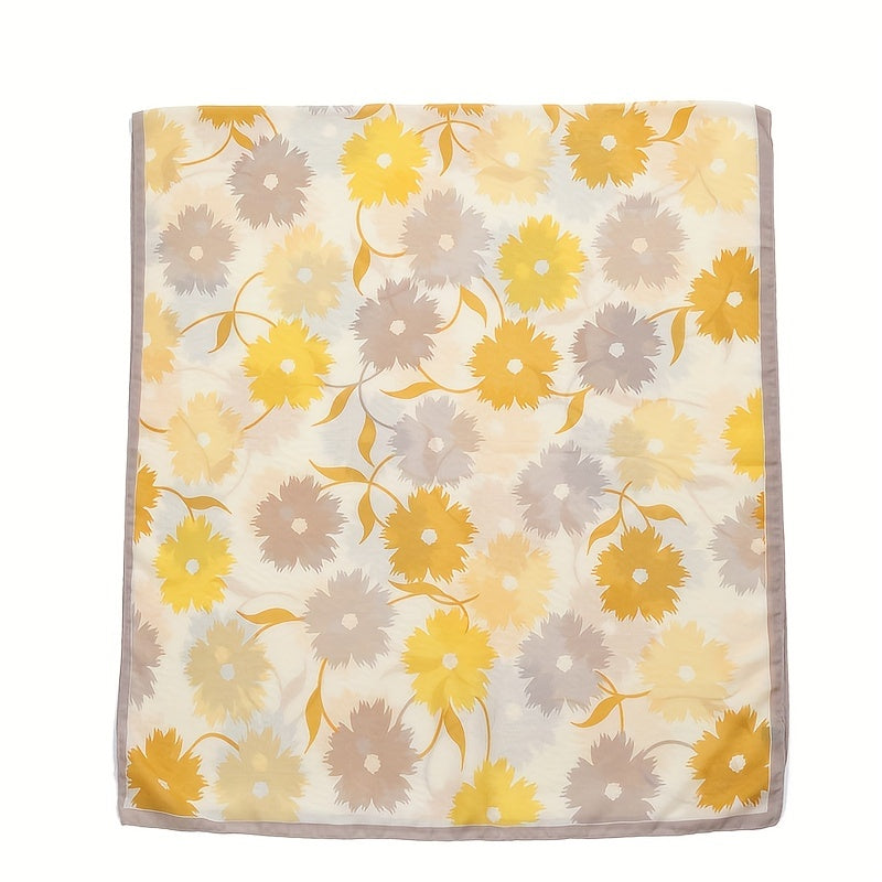 Flower Print Casual Scarf Double Shawl Windproof Warm Head Wrap