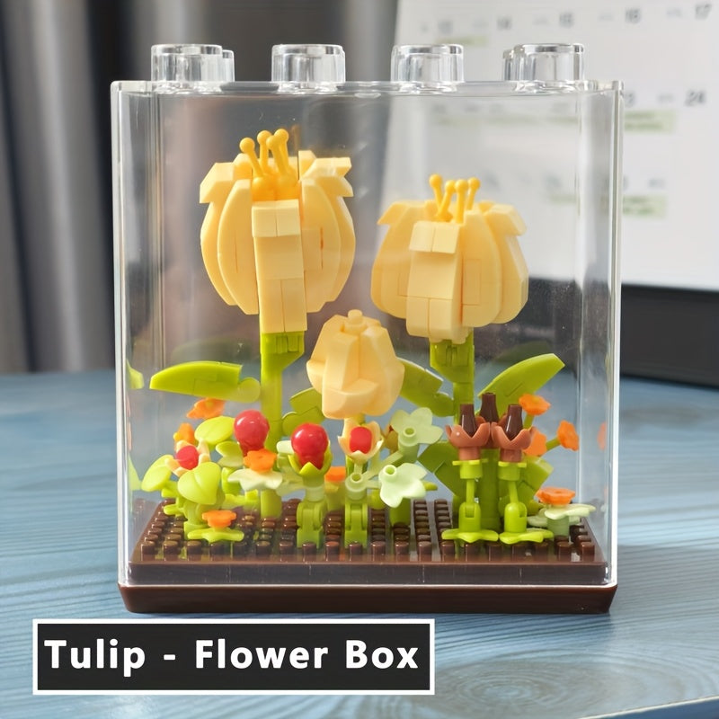 Eternal Flower Building Blocks Model with Dust Cover - Girl's Birthday Gift