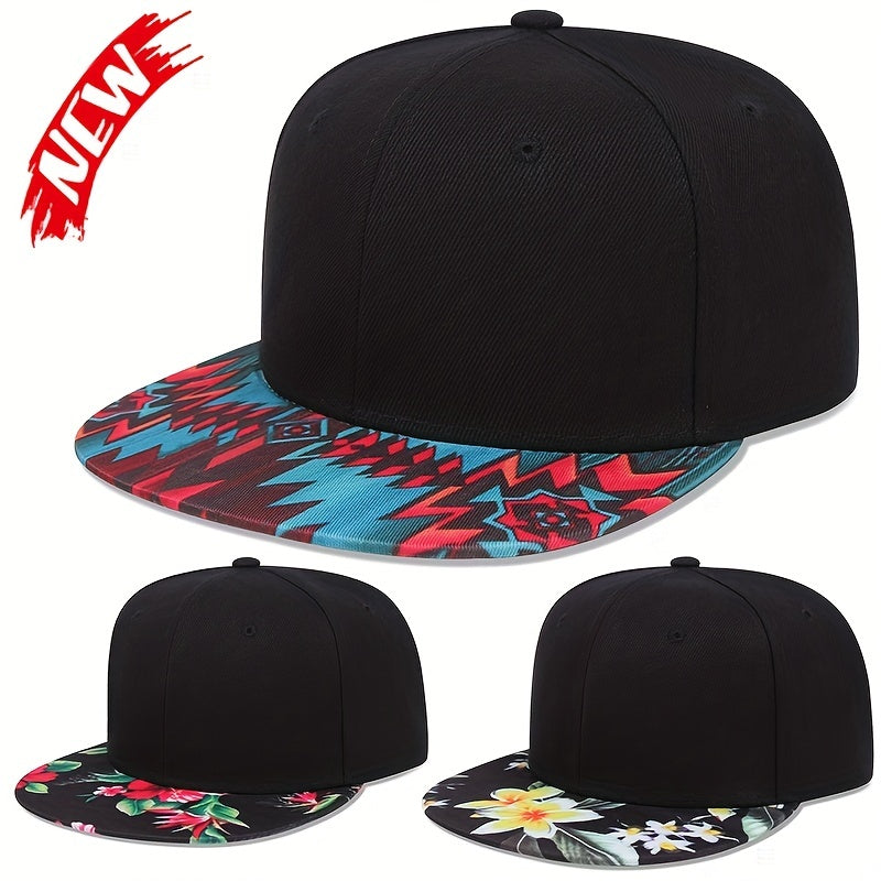 Men's Flower Brim Multicolor Hip Hop Snapback Sun Cap