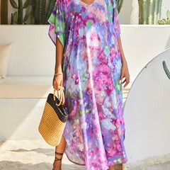 Tie Dye Bat Sleeve Cover Up Dress