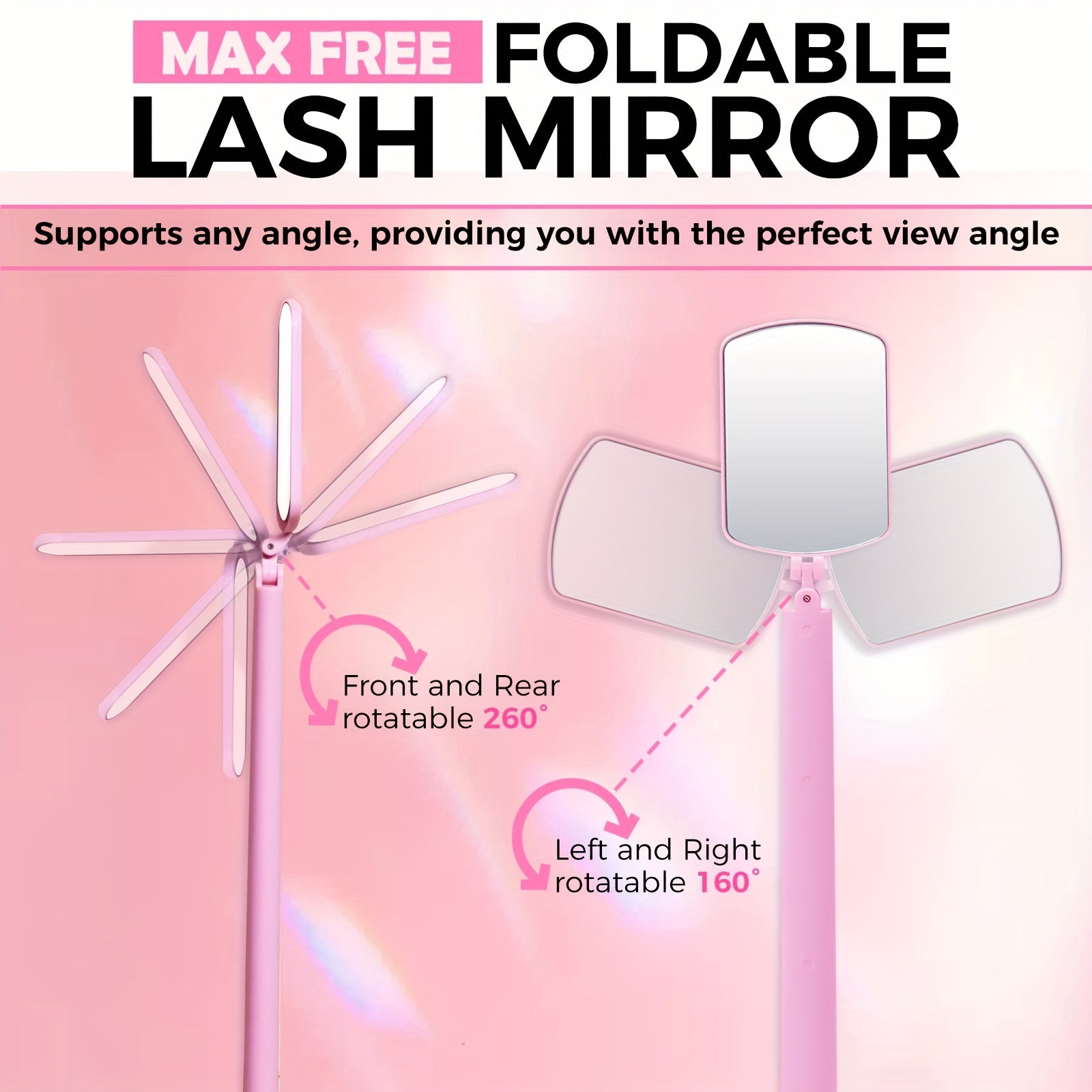 Large Folding Makeup Mirror Lightweight Eyelash Extension Checking Supplies