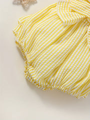 Baby Girls Plaid Bowknot Onesie for Summer