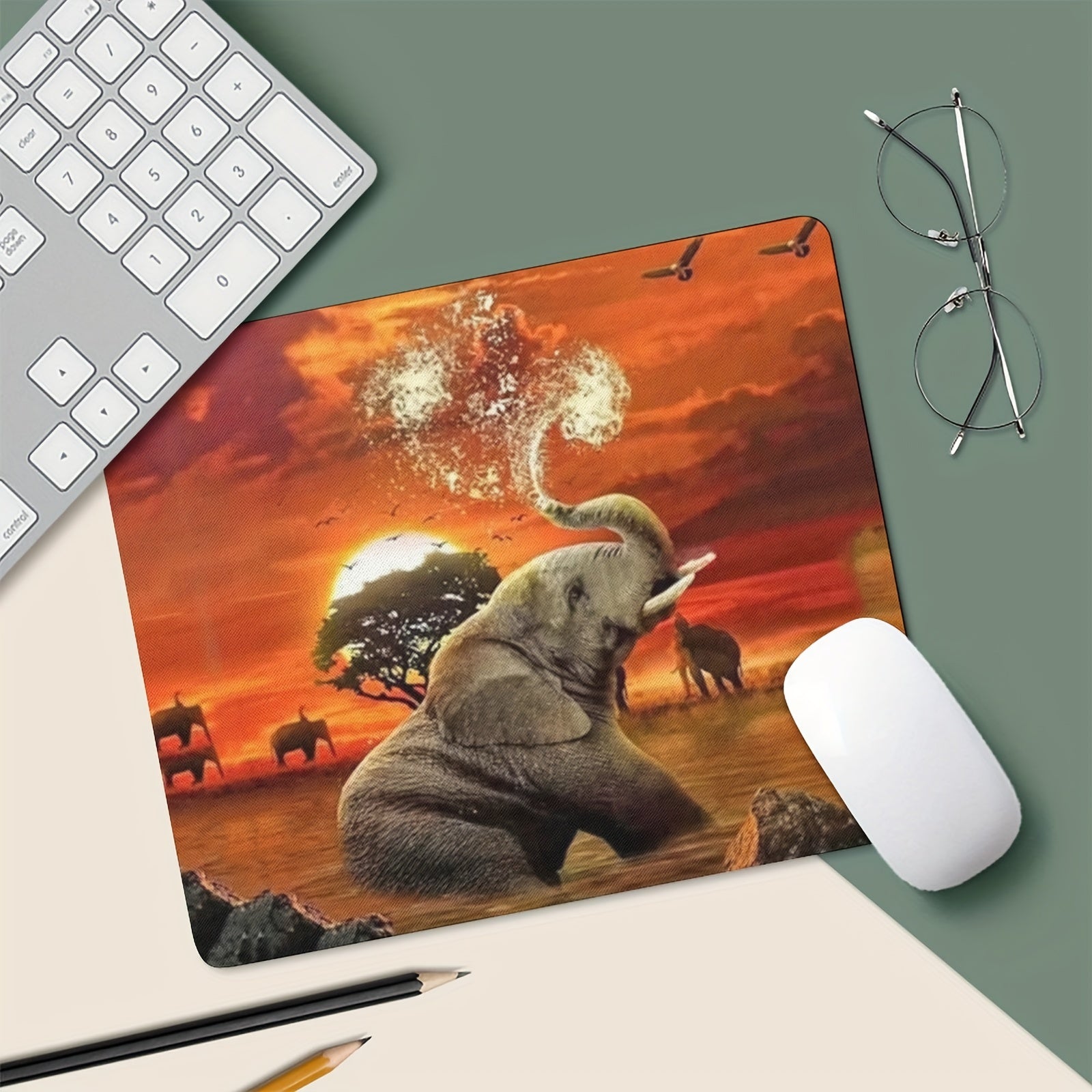 Cute Elephant Gaming Mouse Pad for Women, Non-Slip Rubber Mat