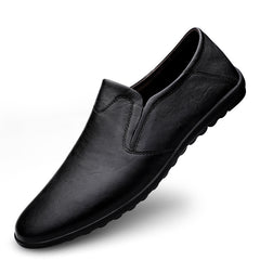 CLOHOO Men's Leather Loafer Shoes Customized Rubber Sole Slip On