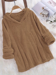Fleece Solid Hoodie Long Sleeve Sweatshirt