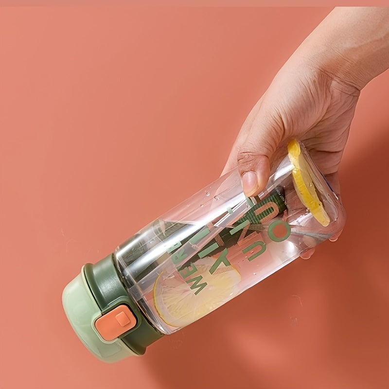 Portable Plastic Sport Water Bottle With Straw 520ml 17.58oz