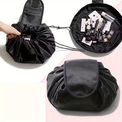 Drawstring Makeup Bag Magic Cosmetic Pouch Lay Flat Travel Organizer Pouch