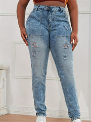 Stretch Ripped Jeans, Button Fly