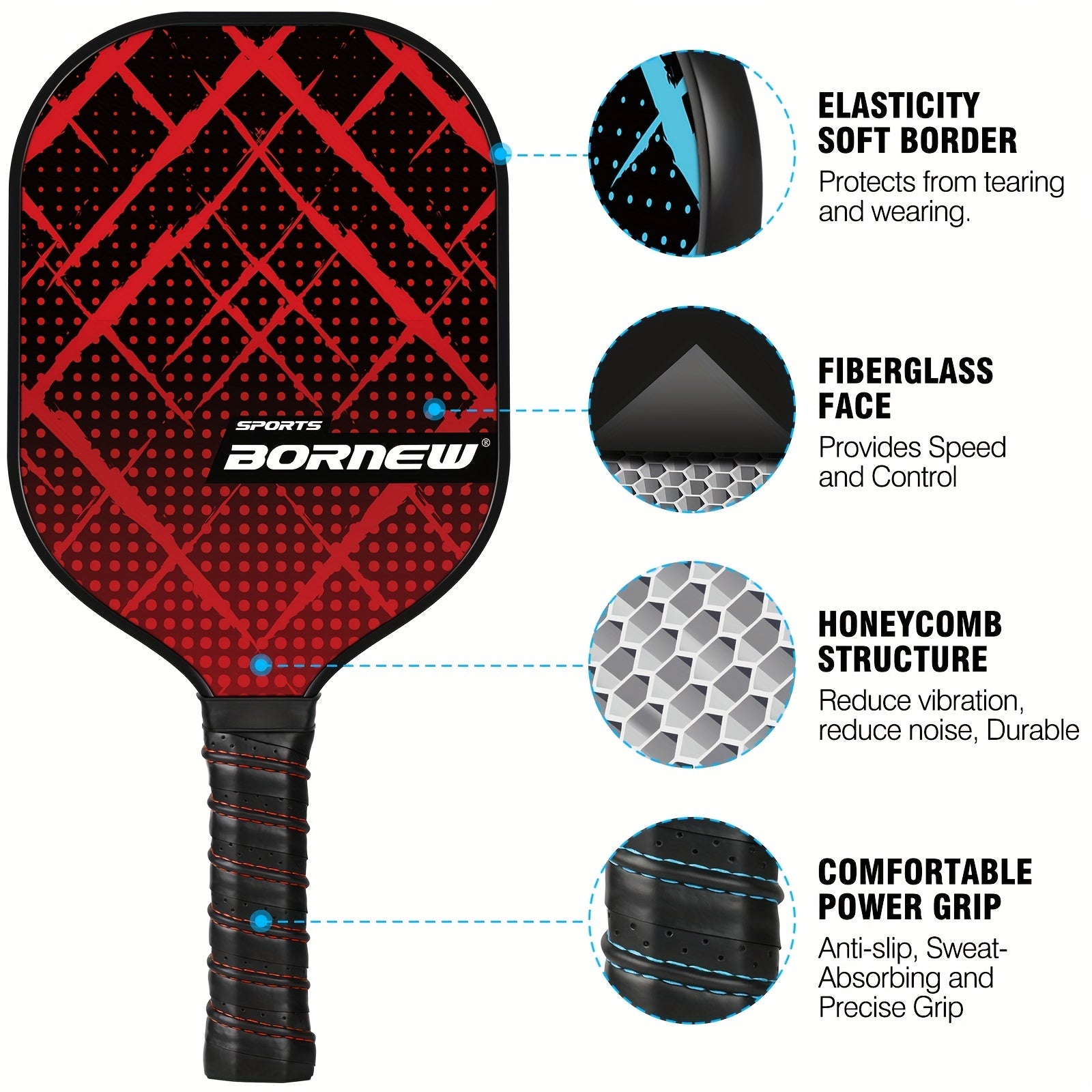 Lightweight Pickleball Paddle Set of 4 with 6 Balls and Bag
