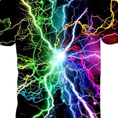 Unisex Lightning Print T-Shirt 3D Digital Print for Summer
