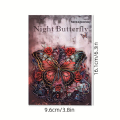 10 Sheets Spooky Butterfly Series PET Laser Silvery Stickers