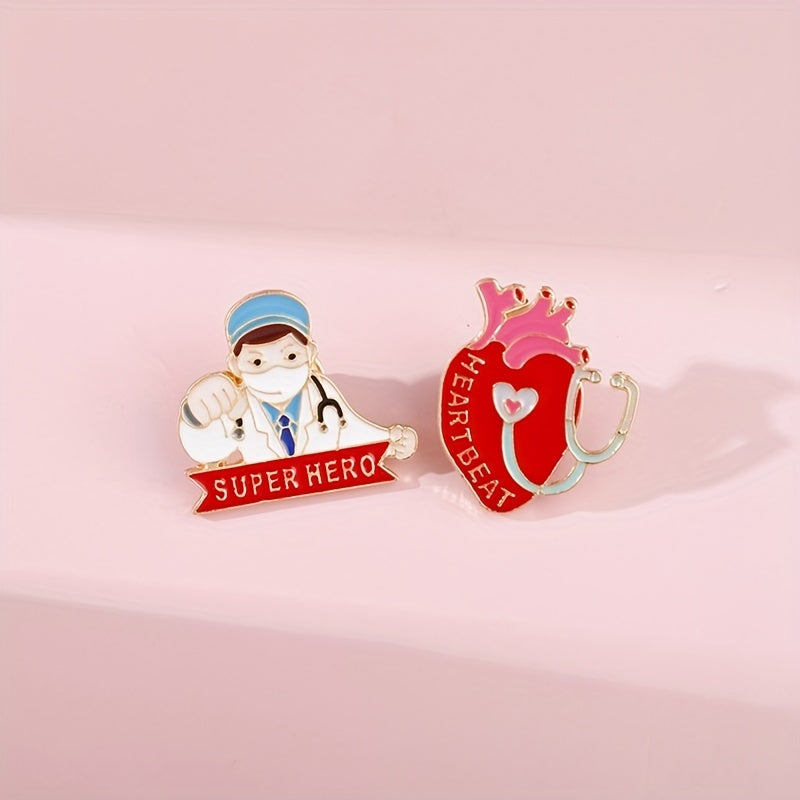 Doctor Heart Enamel Pin Brooch Jacket Backpack Hat Jewelry