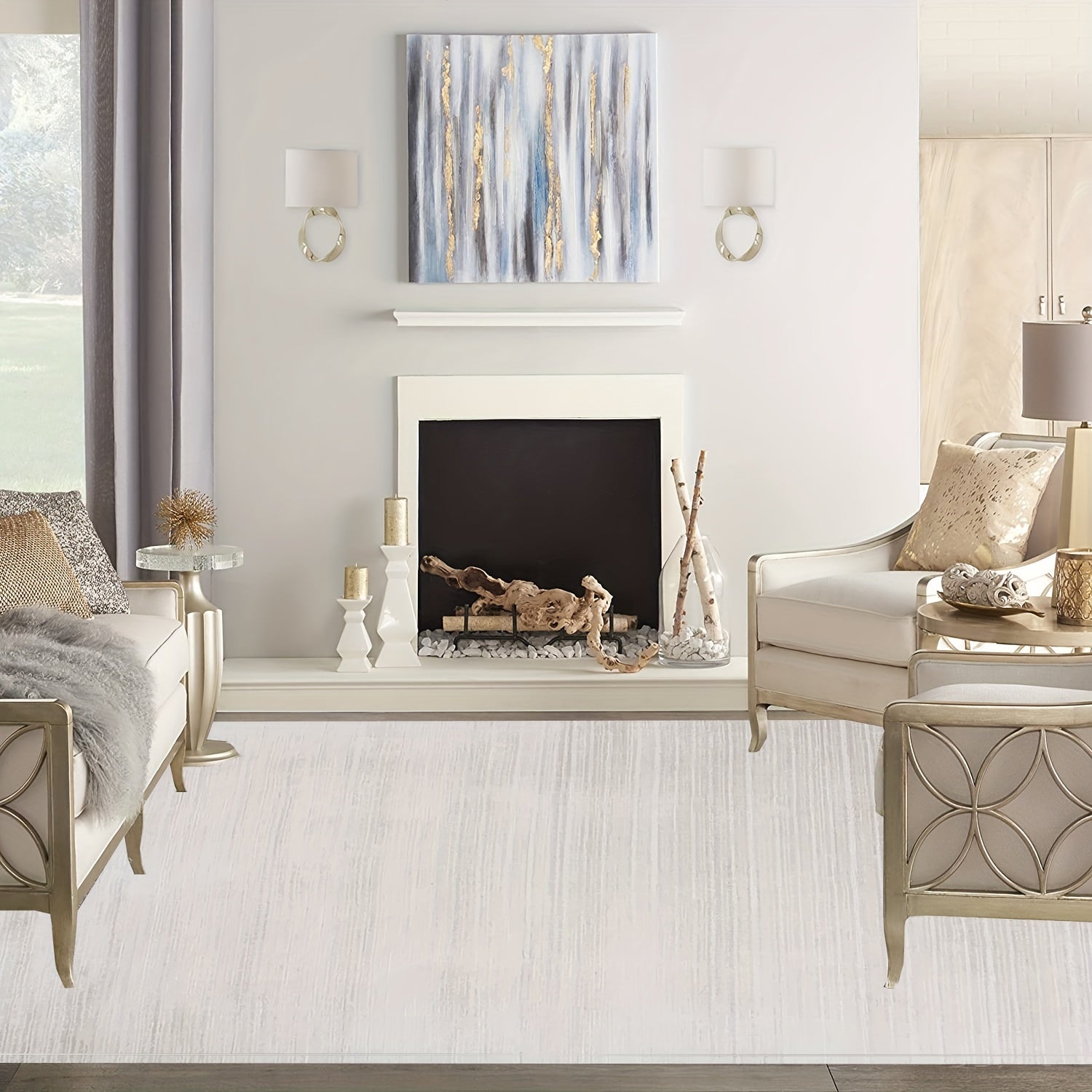 Soft Fluffy Faux Wool Area Rug Washable Large Indoor Carpet
