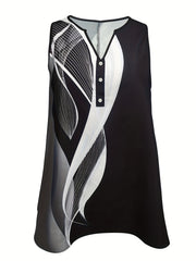 Colorblock Stripe Notched Neck Tank Top