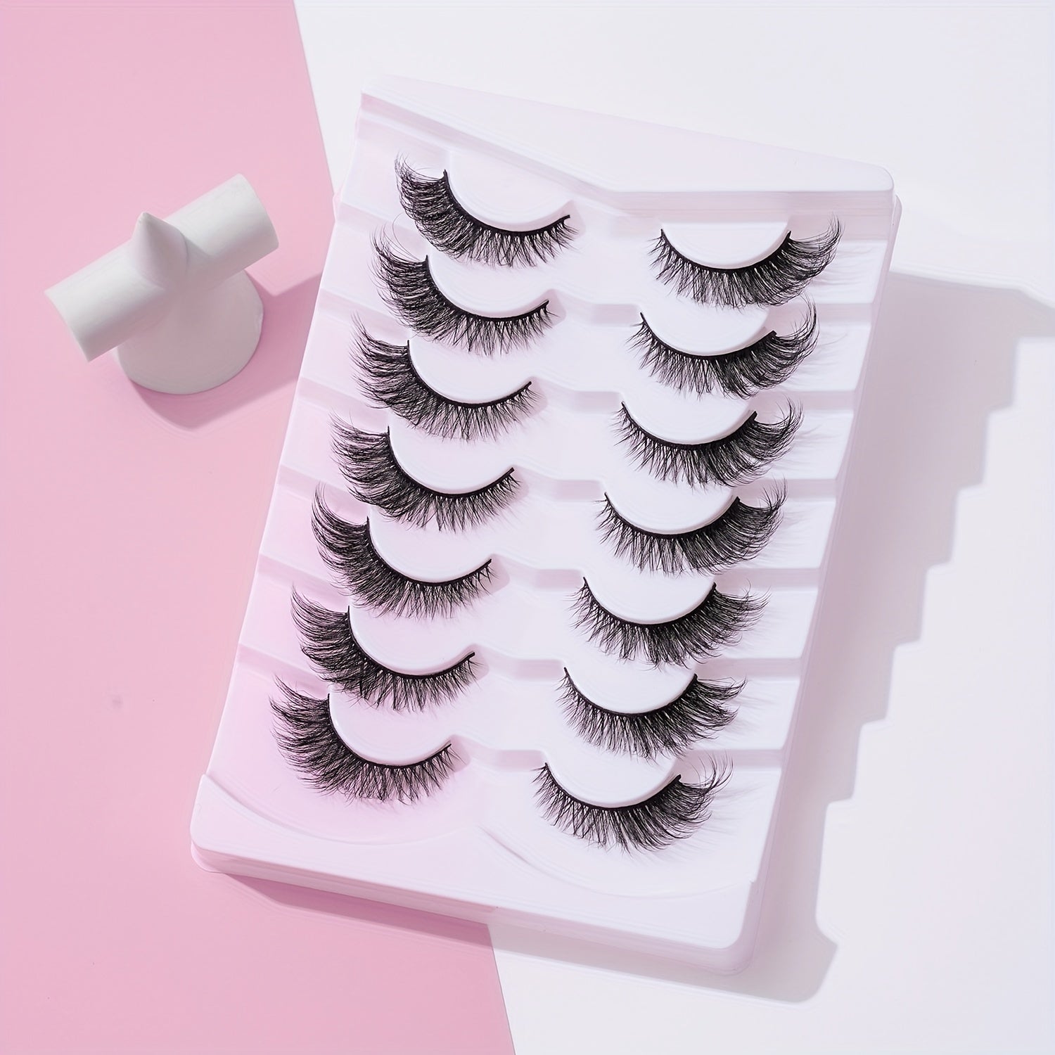 7 Pairs 3D Effect False Eyelashes Natural Look Fishtail End Eye Elongated Lashes