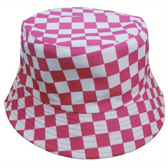 Plaid Print Bucket Hat Hip Hop Block Casual Basin Hat Unisex Fisherman Cap