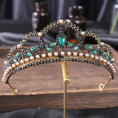 Vintage Gothic Antique Crown Tiara Headband With Rhinestone Crystals