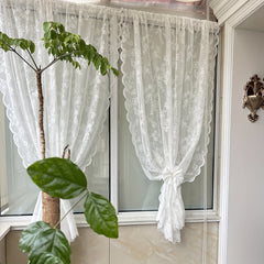 Sweet Sheer Lace Flower Curtain Rod Pocket Living Room Bedroom Decor