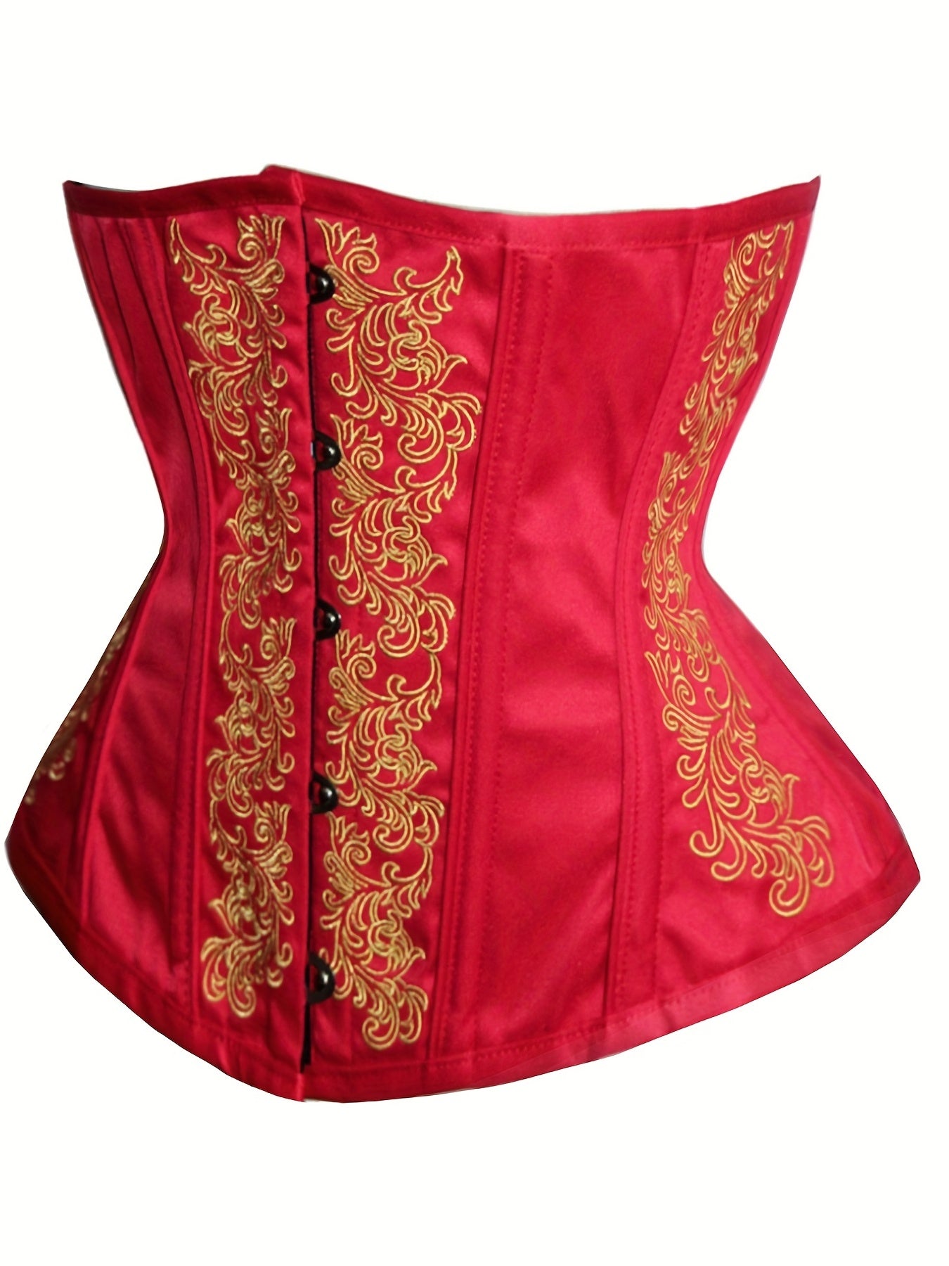 Embroidery Strapless Corset Bustier Retro Style Tummy Control Body Shaper