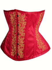 Embroidery Strapless Corset Bustier Retro Style Tummy Control Body Shaper