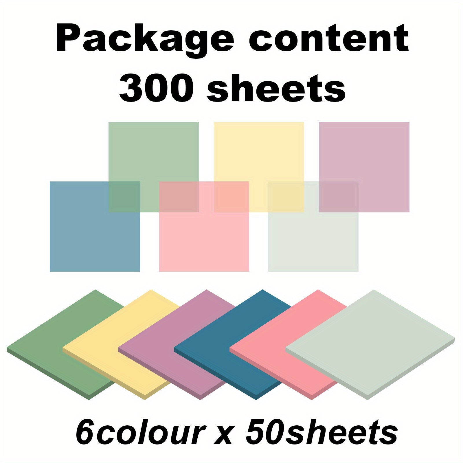 6 Packs Transparent Sticky Note Pads Bright Colors