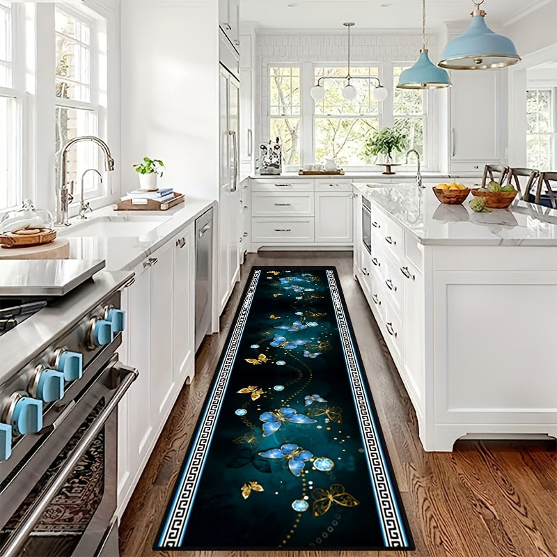Nordic Long Hallway Rug Kitchen Mat Non-Slip Waterproof Washable