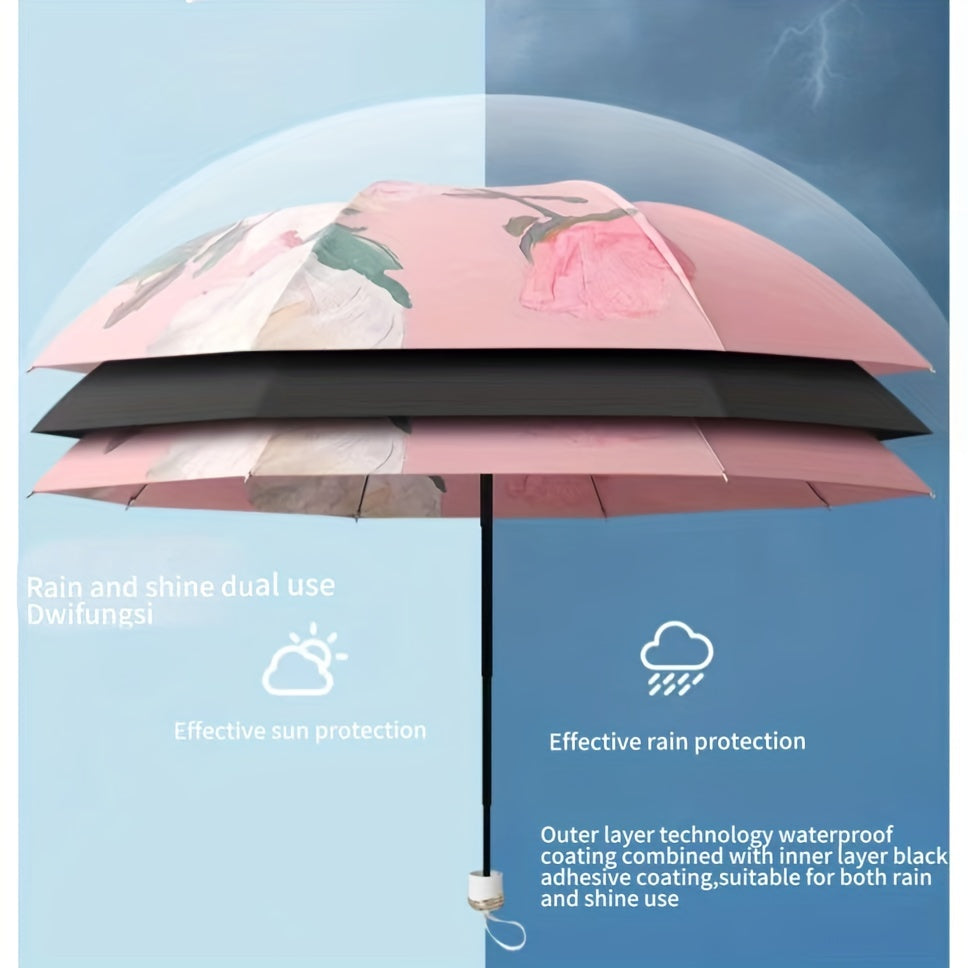 Floral Sunshade Double Layer Umbrella Rain Or Shine Dual use Umbrella