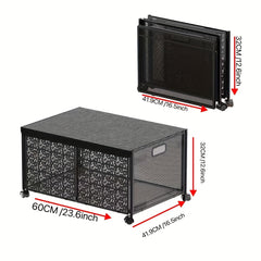 Foldable Oversized Storage Bin Metal Toy Box With Wheels And Lid