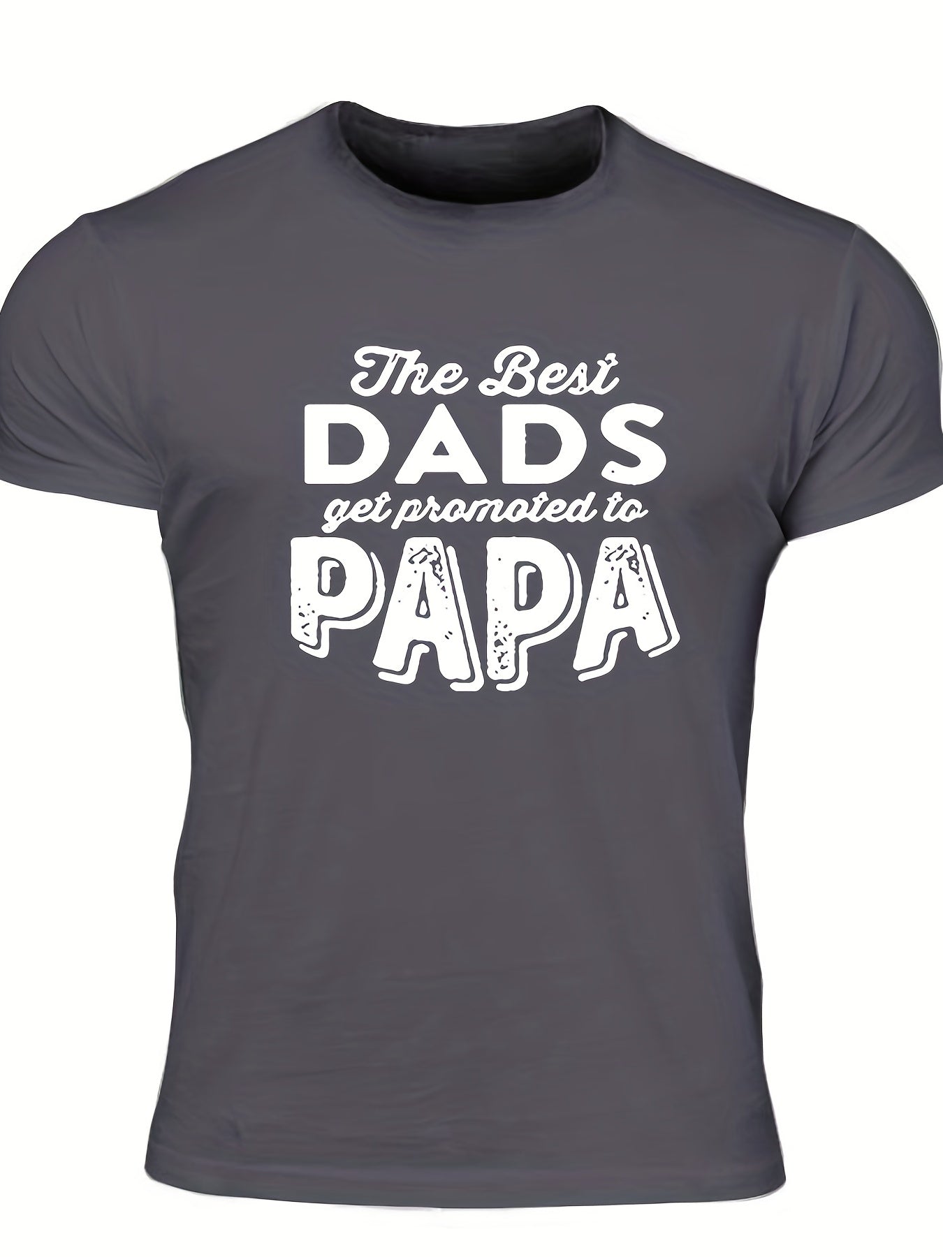 Papa Men's Letter Print T-shirt Casual Comfy Crew Neck Tee