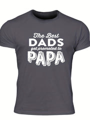 Papa Men's Letter Print T-shirt Casual Comfy Crew Neck Tee